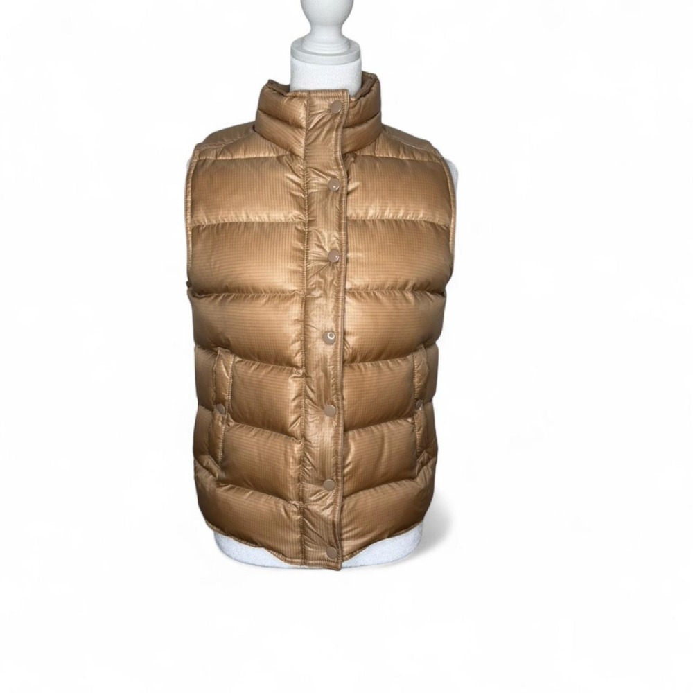 J.Crew Metallic Gold Shiny Puffer Down Vest Women's Small Packable Lightweight
